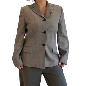 Ann Taylor Wool Houndstooth Blazer Preppy Academia Quiet Luxury Size 12 wool